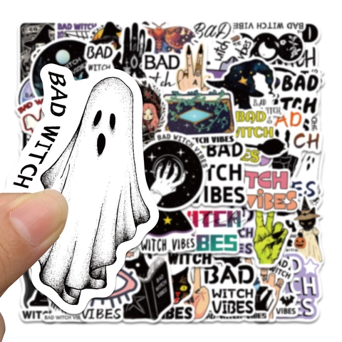 Bad Witch Vibes Adesivi Impermeabile PVC Gotico Strega Decals per Laptop Valigia Diario Frigorifero Decorazione