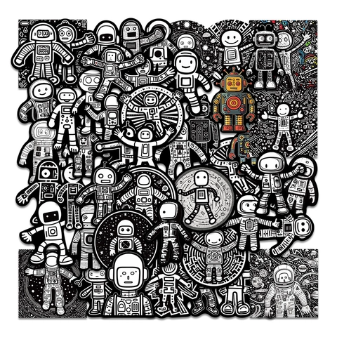 Minimalista Bianco E Nero Astronauta Robot Adesivi Impermeabile PVC Spazio Decalcomanie Per Laptop Bagaglio Decorazione Fai Da Te