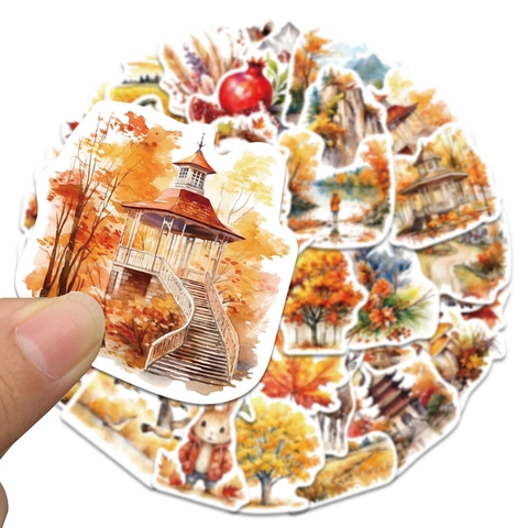 Herbsternte Thema Wasserdichte PVC Aufkleber Für Scrapbooking DIY Laptop Koffer Dekor Niedliche Tiere Ahornblätter