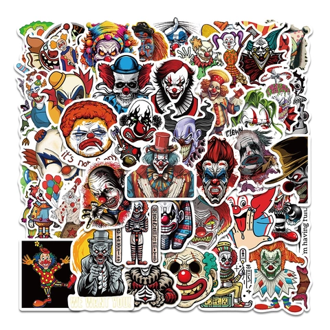 Horror Clown Graffiti Wasserdichte Vinyl Aufkleber Für Laptop Skateboard Gepäck Handyhülle Gitarre DIY Deko Sticker