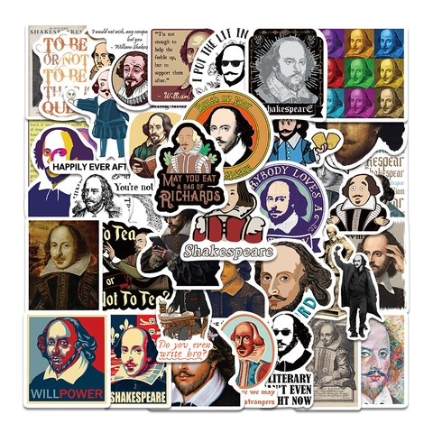 William Shakespeare Thema Aufkleber Wasserdichte PVC Decals Für Laptop Koffer Handy Scrapbooking Künstlerische Vintage Deko