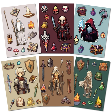 RPG Adventurer Character Stickers PVC Matte Printing DIY Scrapbooking Journal Phone Case Decorative Waterproof Sticker