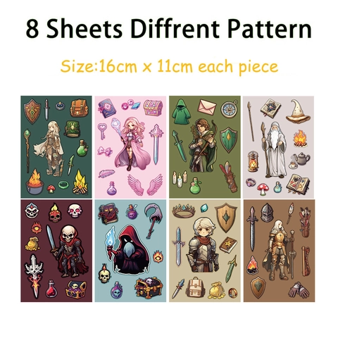 RPG Adventurer Character Stickers PVC Matte Printing DIY Scrapbooking Journal Phone Case Decorative Waterproof Sticker