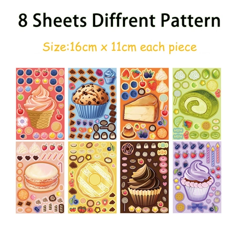 Cute PVC Dessert Food Stickers Matte Waterproof DIY Scrapbooking Journal Phone Case Decoration Cake Ice Cream Stickers