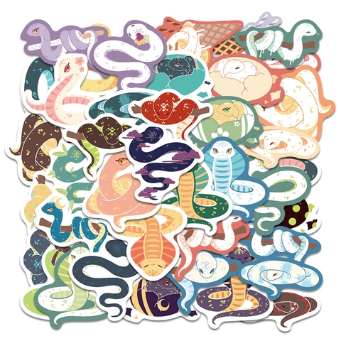 Waterproof Cartoon Snake Doodle Stickers Set PVC Decorative Decals For Laptop Luggage Notebook Guitar Phone Case Decoration