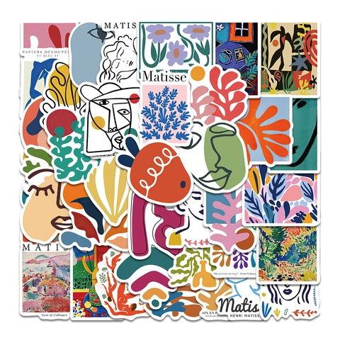 Adesivi in PVC Impermeabili in Stile Artistico Astratto Minimalista Decalcomanie Estetiche con Disegno a Linee per Scrapbooking Laptop Decorazione Bottiglia d'Acqua
