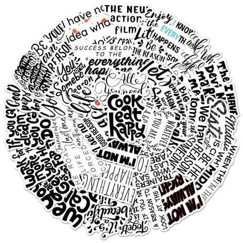 Schwarz Weiß Motivierende Zitate Aufkleber Wasserdicht PVC Graffiti Aufkleber Für Laptop Gepäck Gitarre Handy Wasserflasche