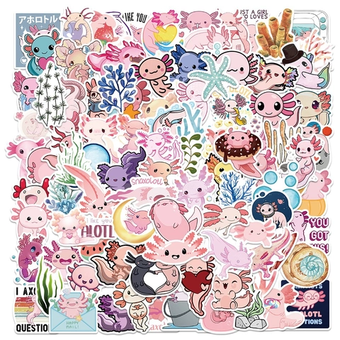 Süße Axolotl Aufkleber Wasserdicht PVC Cartoon Graffiti Abziehbilder Für Laptop Koffer Skateboard Flasche Journaling Kinder Geschenk