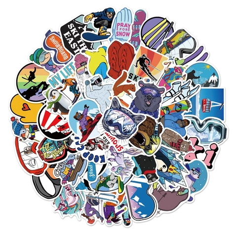 50 Stück Skifahren Outdoor Abenteuer Aufkleber Wasserdicht PVC Graffiti Decals Für Snowboard Helm Laptop Gepäck Skibrille Dekoration