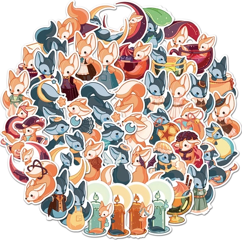 Cartoon Fennec Fox Waterproof Stickers For Water Bottle Laptop Phone Cute Decorative Decal For Kids Students DIY Stationery Journal