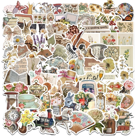 Vintage Aesthetic Decorative Stickers For Scrapbooking Journaling Laptop Luggage Waterproof Retro Botanical Animal Decals