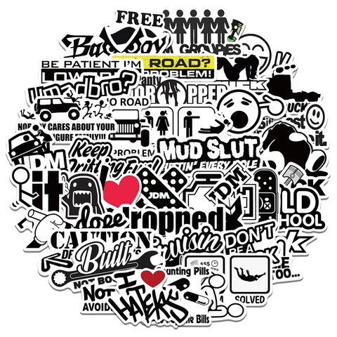 50 Stuks JDM Auto Stickers Waterdicht PVC Decals Voor Laptop Skateboard Motorfiets Bumper Graffiti Tekst Stickers Voor Mannen Vrouwen