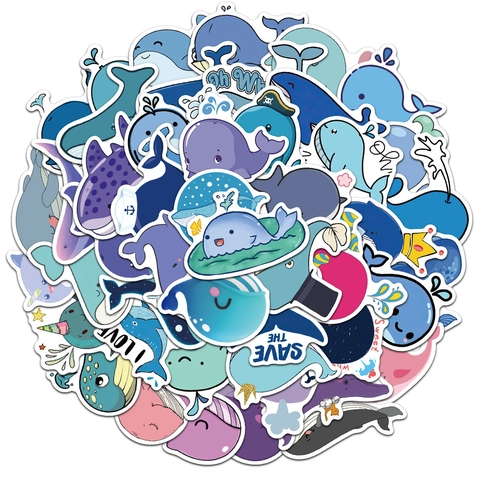 Cartoon Wal Wasserdichte Aufkleber PVC Ästhetik Ozean Tier Decals Für Laptop Skateboard Gepäck Scrapbooking DIY Deko Geschenk