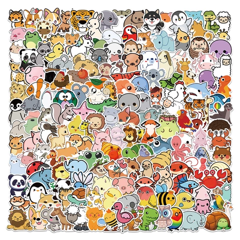 Niedliche Cartoon Tier Wasserdichte PVC Aufkleber Für Laptop Gepäck Skateboard Scrapbooking Dekoration Für Kinder