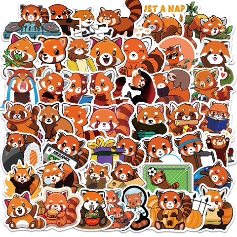 Süße Roter Panda Cartoon Aufkleber PVC Wasserdicht Ästhetische Decals Für Laptop Gepäck Handyhülle Wasserflasche DIY Scrapbooking Dekor