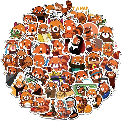Süße Roter Panda Cartoon Aufkleber PVC Wasserdicht Ästhetische Decals Für Laptop Gepäck Handyhülle Wasserflasche DIY Scrapbooking Dekor