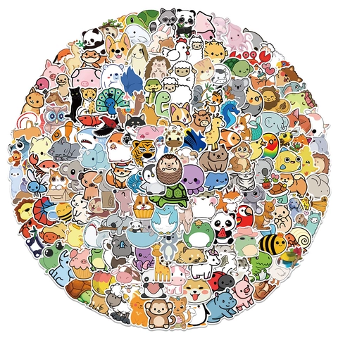 Niedliche Cartoon Tier Wasserdichte PVC Aufkleber Für Laptop Gepäck Skateboard Scrapbooking Dekoration Für Kinder