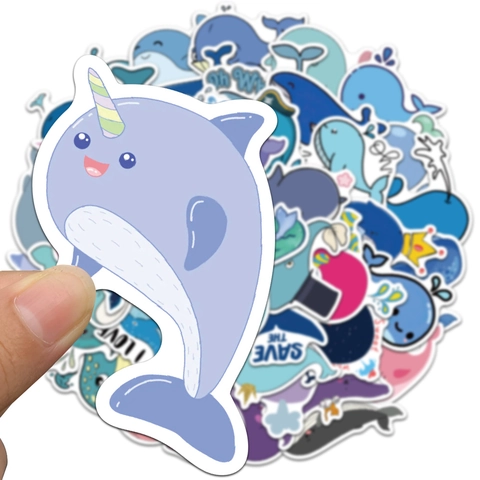 Cartoon Wal Wasserdichte Aufkleber PVC Ästhetik Ozean Tier Decals Für Laptop Skateboard Gepäck Scrapbooking DIY Deko Geschenk