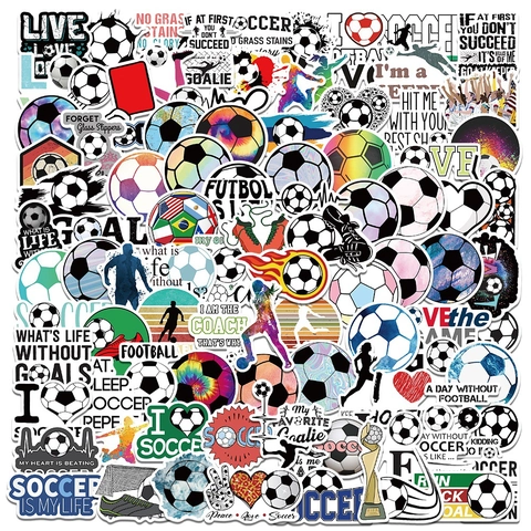 Soccer Football Stickers Waterproof Vinyl Graffiti Decals For Laptop Luggage Phone Case Sports Fan Decorative Supplies