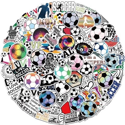 Soccer Football Stickers Waterproof Vinyl Graffiti Decals For Laptop Luggage Phone Case Sports Fan Decorative Supplies