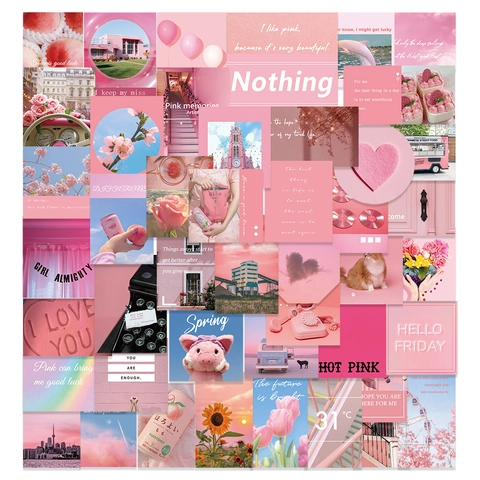 Rosa Ästhetik Motivierende Landschaft Zitate Aufkleber Für Journaling Handyhülle Laptop Kühlschrank Gitarre Deko PVC Sticker