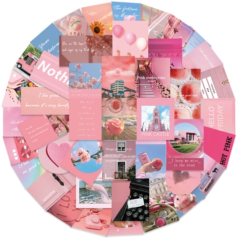 Rosa Ästhetik Motivierende Landschaft Zitate Aufkleber Für Journaling Handyhülle Laptop Kühlschrank Gitarre Deko PVC Sticker