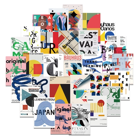 Bauhaus Retro Abstrakte Geometrische Aufkleber PVC Wasserdichte Decals Für Koffer Laptop Gitarre Skateboard Schreibwaren Deko