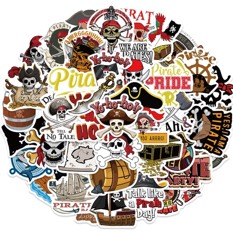 Waterproof Pirate Stickers Vinyl Decals For Laptop Water Bottle Cartoon Theme Graffiti Stickers For Kids Teens DIY Decor Labels