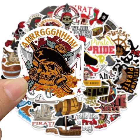 Waterproof Pirate Stickers Vinyl Decals For Laptop Water Bottle Cartoon Theme Graffiti Stickers For Kids Teens DIY Decor Labels