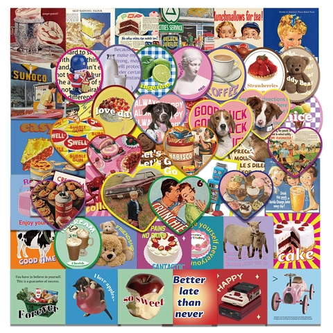 Vintage Amerikanisch Cartoon Aufkleber Wasserdicht PVC Dekal Für Tagebuch Notizbuch Koffer Skateboard DIY Dekoration Kunst