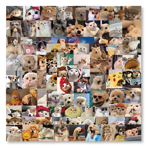 Cute Cat Dog Stickers Waterproof PVC Matte Cartoon Pet Animal Decals For DIY Luggage Phone Case Water Cup Laptop Decoration