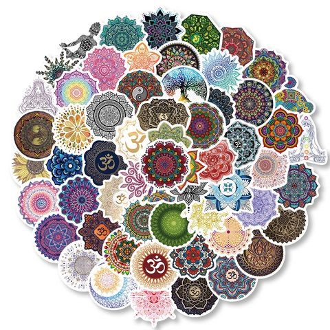 Pegatinas Espirituales Mandala Yoga Calcomanías Decorativas de Vinilo PVC Impermeable Para Laptop Equipaje Funda Teléfono Scrapbooking Boho