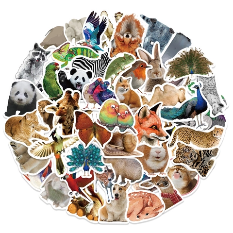 Wasserdichte PVC Tier Dekorative Aufkleber Realistische Cartoon Wildtiere Decals Für Laptop Gepäck Handyhülle DIY Journaling Zubehör