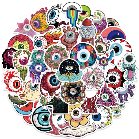 Autocollants de Graffiti d'Oeil Imperméables pour Bagages Ordinateur Planche à Roulettes PVC Monstre de Dessin Animé pour Décoration DIY