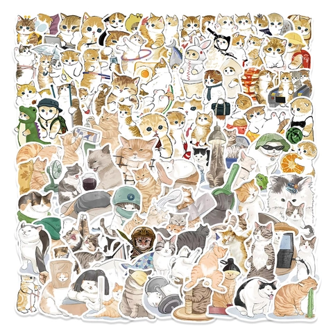 Süße Handgezeichnete Cartoon Katze Aufkleber Wasserdicht DIY Dekorative Decals Für Laptop Wasserflasche Schreibwaren Scrapbooking Notizbuch