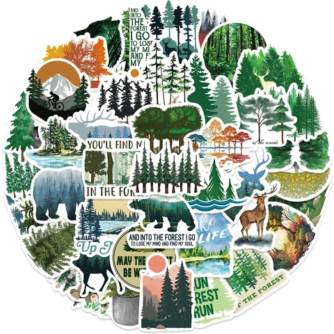 Vintage Forest Nature Animal Waterproof PVC Stickers For Scrapbooking Laptop Water Bottle Suitcase Decorative Decal
