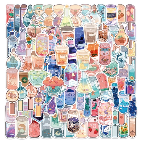 Adesivi per Bicchieri da Bibita Kawaii in Cartone Animato Decalcomanie in PVC Impermeabile per Fai da Te Cover Telefono Laptop Diario Cancelleria