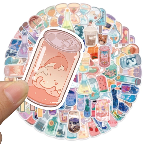 Adesivi per Bicchieri da Bibita Kawaii in Cartone Animato Decalcomanie in PVC Impermeabile per Fai da Te Cover Telefono Laptop Diario Cancelleria
