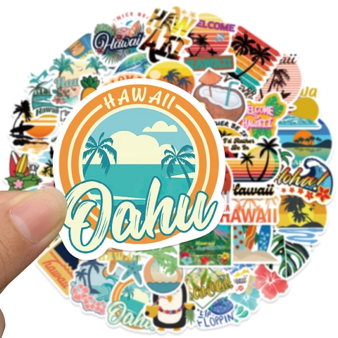 Hawaii Tropisches Thema Wasserdichte PVC Aufkleber Für Gepäck Laptop Scrapbooking Surfbrett Palme Ananas Dekorative Decals
