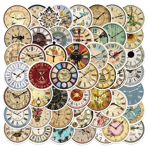 Adesivi per Orologi Vintage Retro Decalcomanie in PVC Impermeabile per DIY Scrapbooking Bagaglio Laptop Frigorifero Decorazione Artistica