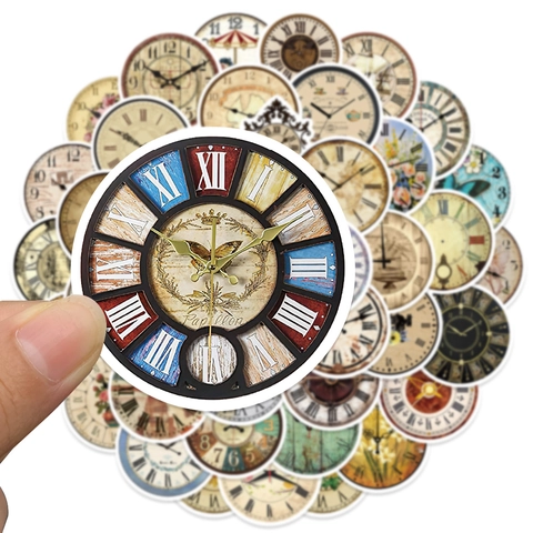 Adesivi per Orologi Vintage Retro Decalcomanie in PVC Impermeabile per DIY Scrapbooking Bagaglio Laptop Frigorifero Decorazione Artistica