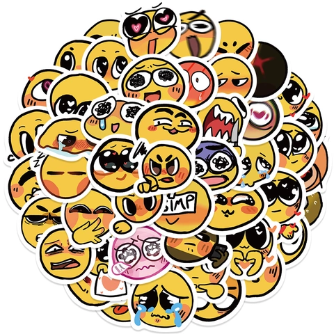 Autocollants Drôles Cursed Emojis PVC Imperméable Dessin Animé Visage Jaune Décalcomanies pour Ordinateur Bouteille d'Eau Scrapbooking