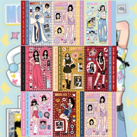 Adesivi Mocha Girl con Personaggi dei Cartoni Animati in Stile Y2K Decorativi per Cover di Telefoni e Cancelleria per Diari
