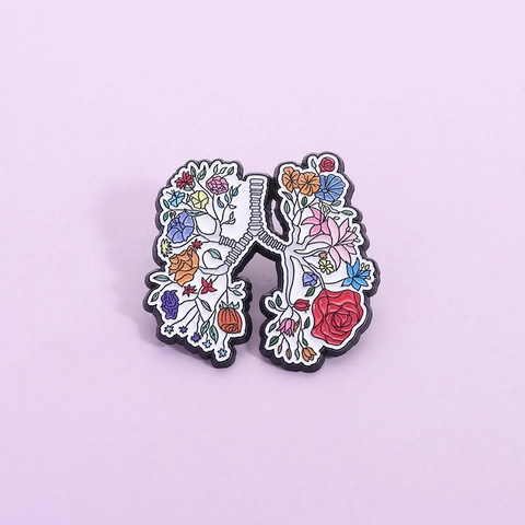 Creatieve Bloem Long Emaille Pin Cartoon Anatomie Kunst Broche Voor Dames Heren Zinklegering Badge Reversspeld Kleding Sieraden