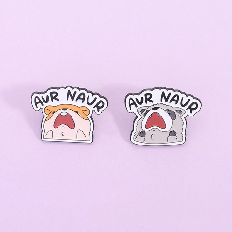 Pin's en Émail Dessin Animé Raton Laveur Hamster Criant Aur Naur Meme Broche Animale en Alliage de Zinc Badge Décoratif