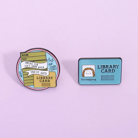 Kreatives Bibliotheksausweis Emaille Pin Set Cartoon Igel Runde Buch Brosche Zinklegierung Einbrennlack Abzeichen Für Rucksack Kleidung