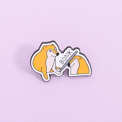 Kreative Lustige Bonk Doge Meme Shiba Inu Zinklegierung Emaille Brosche Abzeichen Für Rucksäcke Kleidung Jacke Dekorative Schmuck