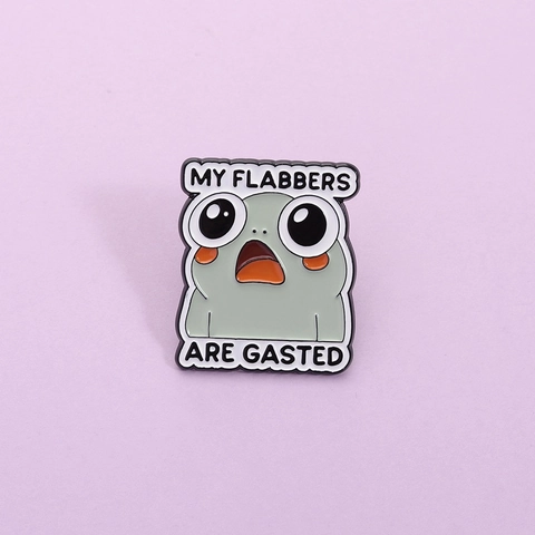 Broche en Email Grenouille Dessin Animé My Flabbers Are Gasted Drôle Badge en Alliage de Zinc pour Sacs Vestes Bijoux