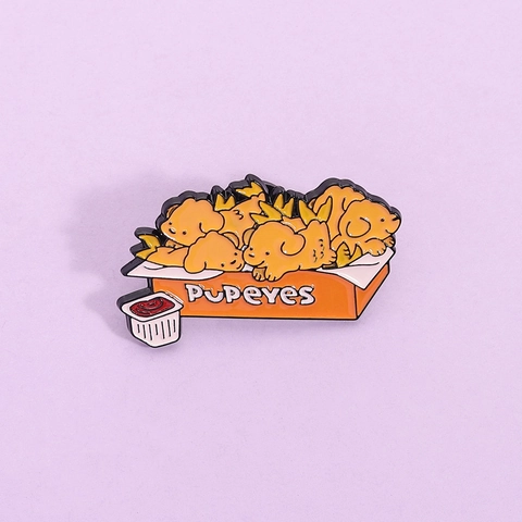 Funny Fried Chicken Box Puppy Enamel Pin Cartoon Dog Food Zinc Alloy Brooch Badge For Clothing Bag Accessories Jewelry Gift
