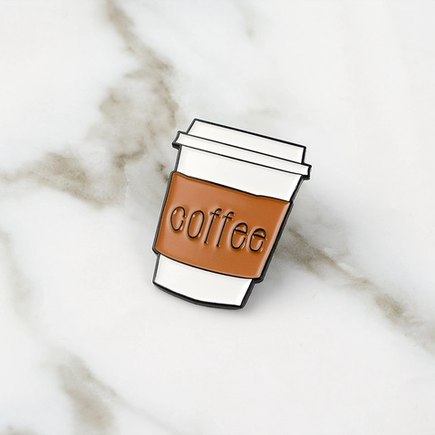 Creative Cartoon Coffee Cup Enamel Pin Badge Alloy Baking Paint Brooch Accessory For Clothes Bags Jewelry Gift Unisex